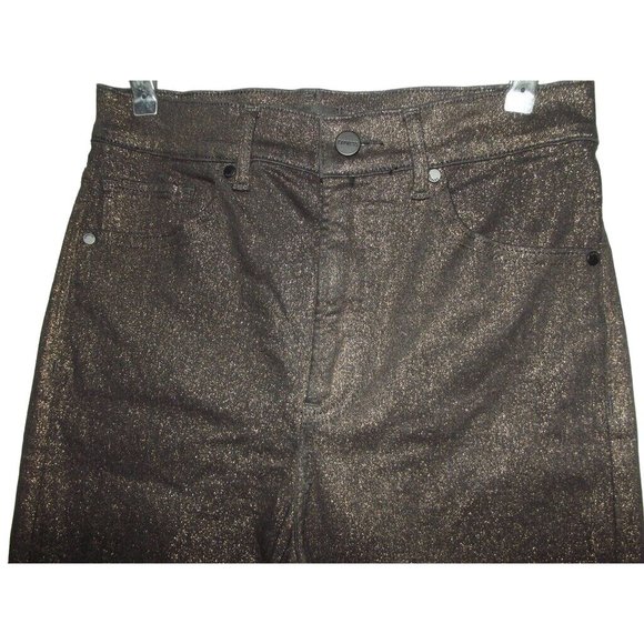 Express Metallic Jeans Womens 0 x26"Inseam Gold Shimmer Straight Super High Rise - Picture 4 of 10